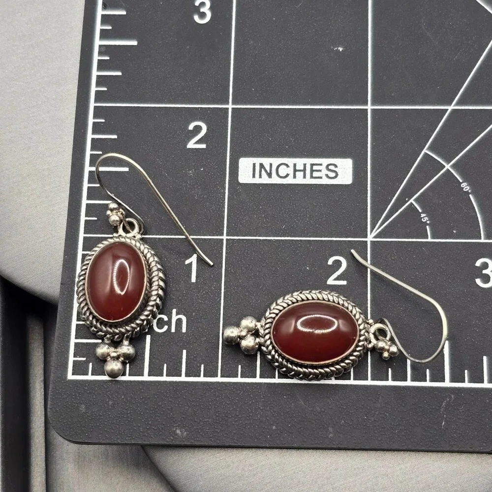 Sterling Silver Carnelian Dangle Earrings 1.5